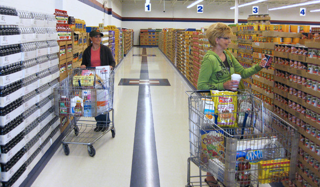 happy customers at Sharp Shopper Grocery Outlet